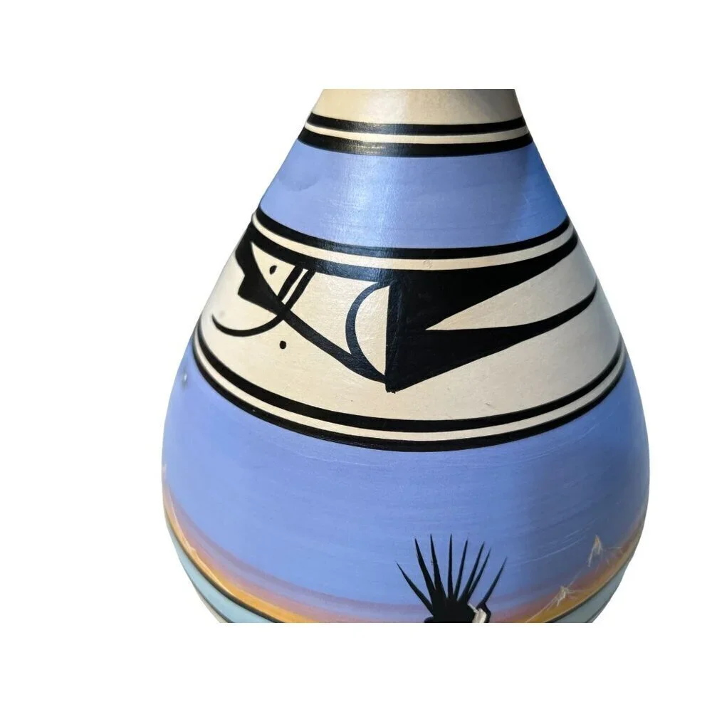 Vintage Signed Native American Pottery Vase Hand-painted